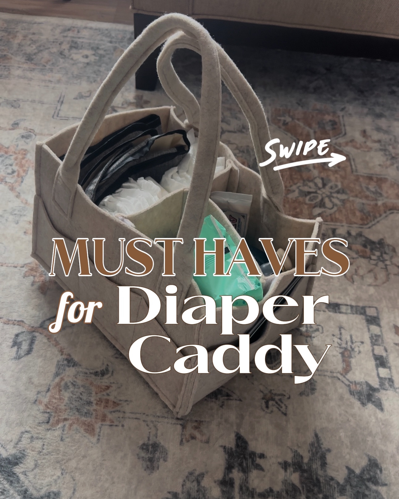 All the Must Haves for an organized Diaper Caddy | baby must haves | newborn | mom must haves 