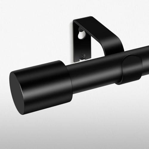 Black Curtain Rods for Windows 66 to 120 Inch(5.5-10ft),1 Inch Diameter Heavy Duty Curtain Rods,Modern Adjustable Curtain Rod,Cylindrical End Cap Drapery Rods,Window Curtains Rod 36-120",Matte Black | Amazon (US)