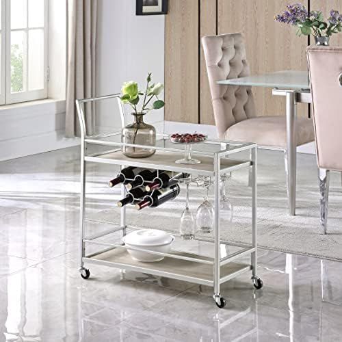 FirsTime & Co. Silver and Gray Francesca Bar Cart, American Designed, Silver, 30 x 13 x 32.5 inch... | Amazon (US)