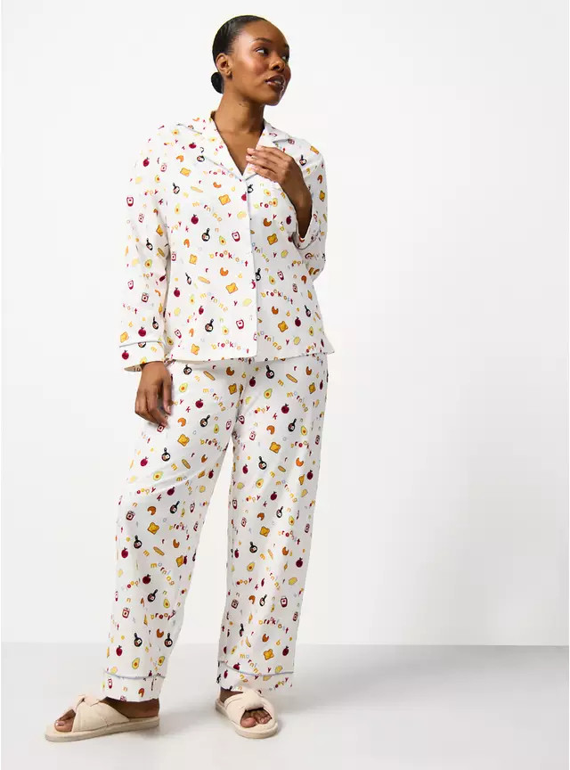 Buy White Breakfast Print Traditional Pyjamas XXL | Pyjamas | Tu | Tu Clothing