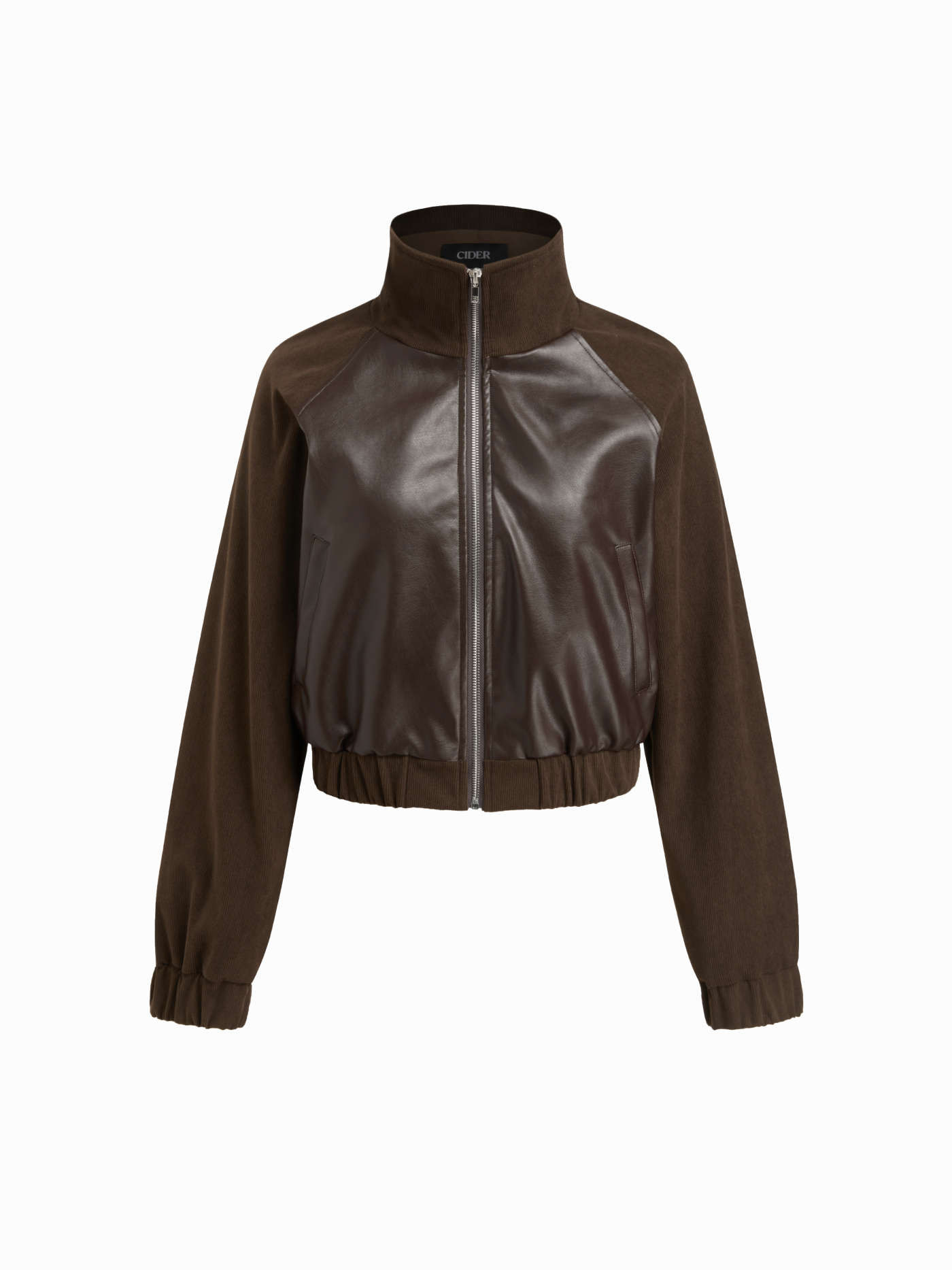 Collar Zip Through Faux Leather Jacket | Cider