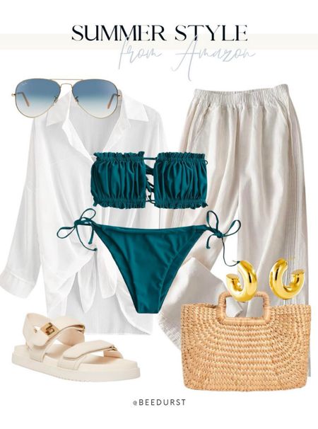 Amazon swimsuits, sandals, vacation outfit, swimwear looks for vacation, resort wear, sunglasses, spring outfit, linen pants with sandals, straw bags, affordable amazon vacation look, Miami outfit, spring beach vacation look, lake look, beach sandals, spring sandals, summer sandals, summer outfit

#LTKFindsUnder50 #LTKStyleTip #LTKSwim