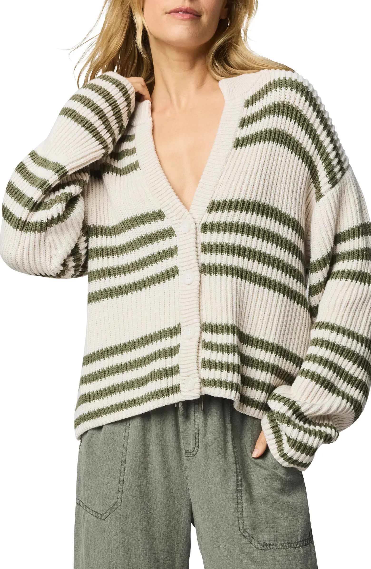 Alexandra Stripe Cotton Blend Cardigan | Nordstrom