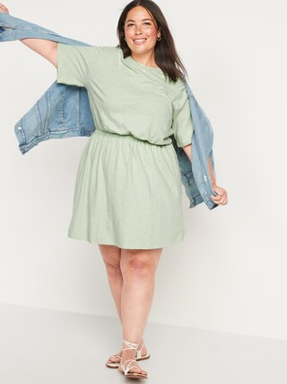Waist-Defined Slub-Knit Mini Dress for Women | Old Navy (US)