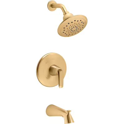 KOHLER Avail Vibrant Brushed Moderne Brass 1-handle Multi-function Round Bathtub and Shower Fauce... | Lowe's
