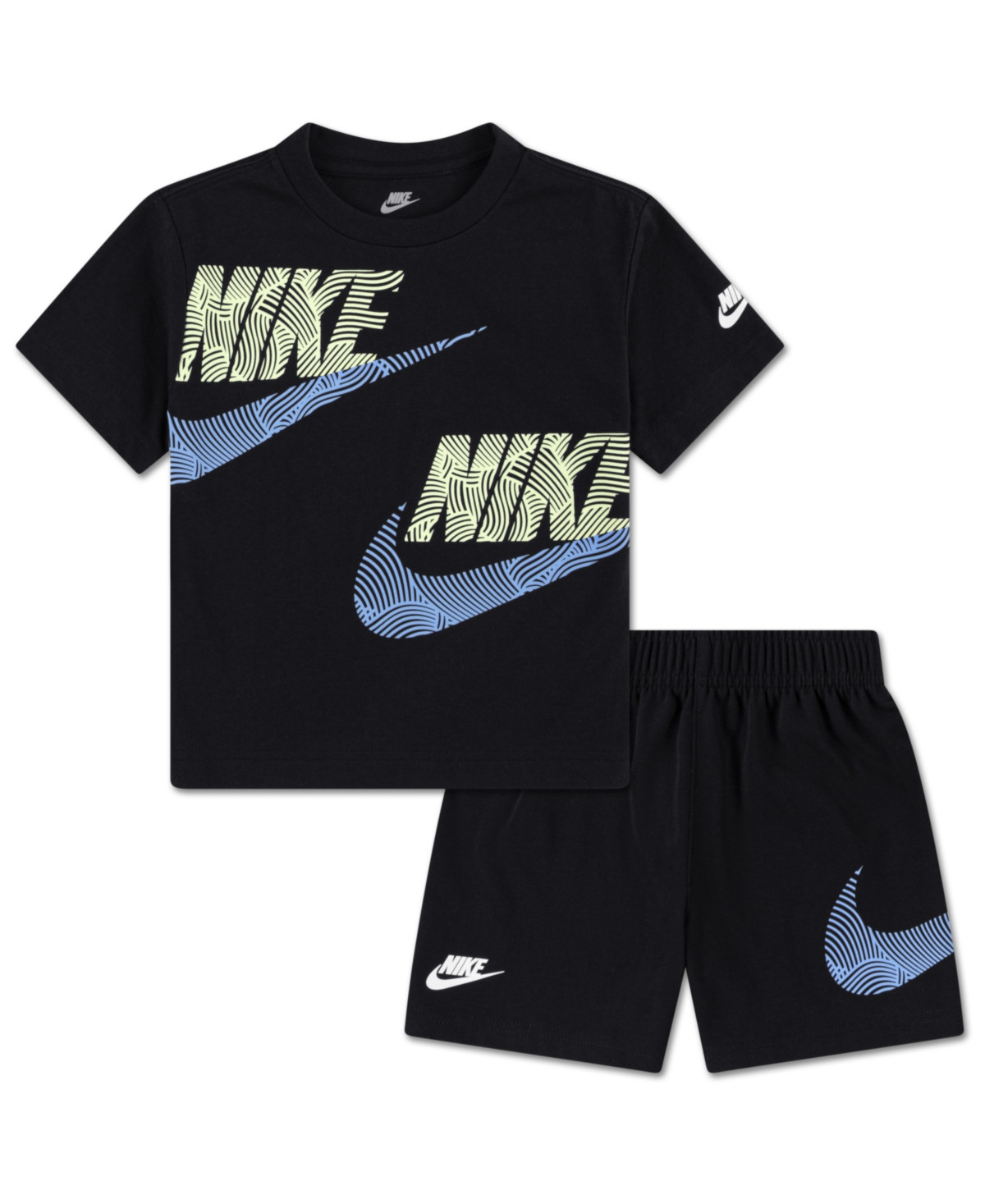 Nike Boys' Toddler 2T-4T In The Zone Relaxed Crewneck T-Shirt and Shorts, 2-Piece Set - Black | Macy's