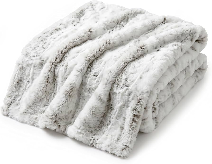 Americanflat Faux Fur Throw Blanket - Luxury 50x60 Extra Soft Plush Snow Leopard Fur, Reversible ... | Amazon (US)