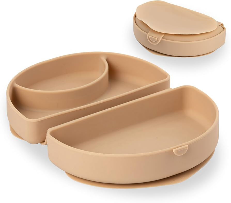 Miniware Baby Travel Plate with Suction - Foldable Silicone Baby Travel Essential to Promote Self... | Amazon (US)