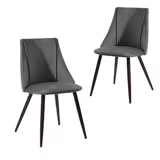 Upholstered Grey Side Dining Chair Modern Dining Chair (Set of 2) | The Home Depot