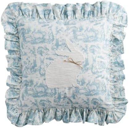 Mud Pie Toile Easter Bunny Square Pillow | Amazon (US)