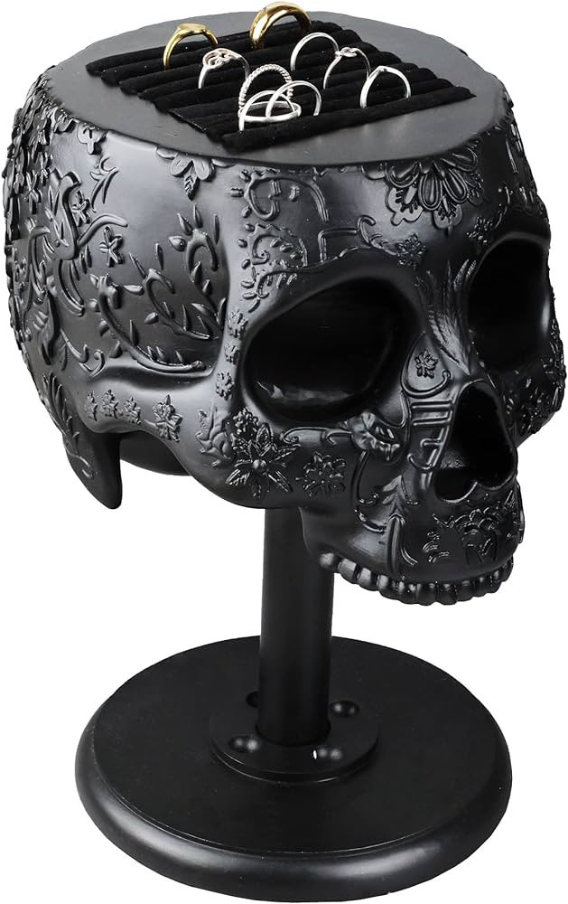 GUTE Skull﻿ Ring Holder 8" H Skull Decor, Goth Decor, Ring Organizer, ﻿Ring Storage Display, ... | Amazon (US)