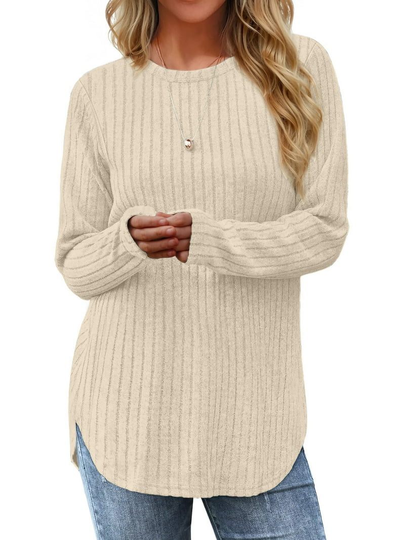 Fantaslook Long Sleeve Shirts for Women Casual Tunic Tops Dressy Crew Neck Pullover Fall Lightwei... | Walmart (US)