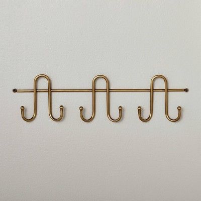 16" Multi-Prong Metal Wall Hook Rack Brass Finish - Hearth & Hand™ with Magnolia | Target