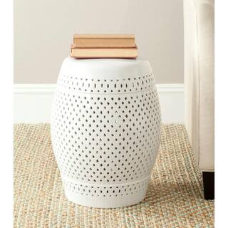 SAFAVIEH Diamond White Ceramic Garden Stool ACS4507A - The Home Depot | The Home Depot