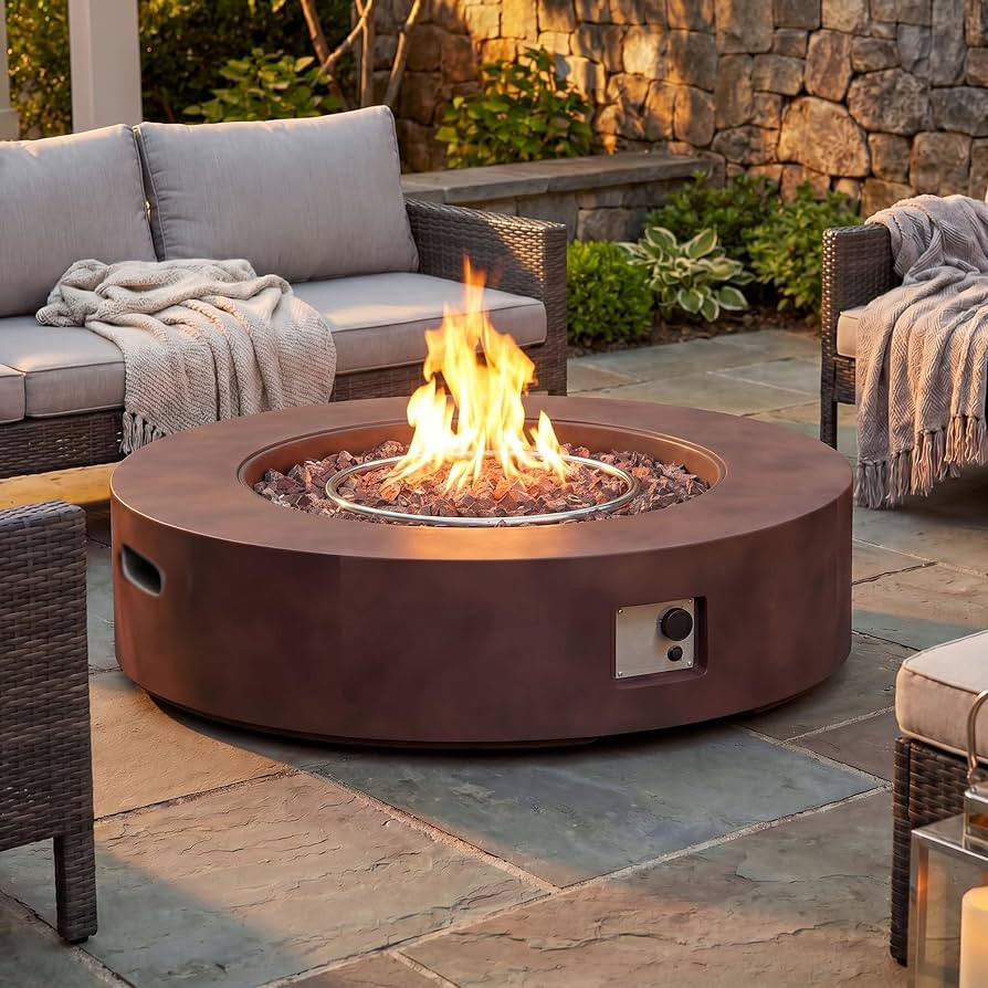 COSIEST Outdoor Propane Fire Pit Coffee Table w Dark Bronze 42 inch Round Base Patio Heater, Cert... | Amazon (US)