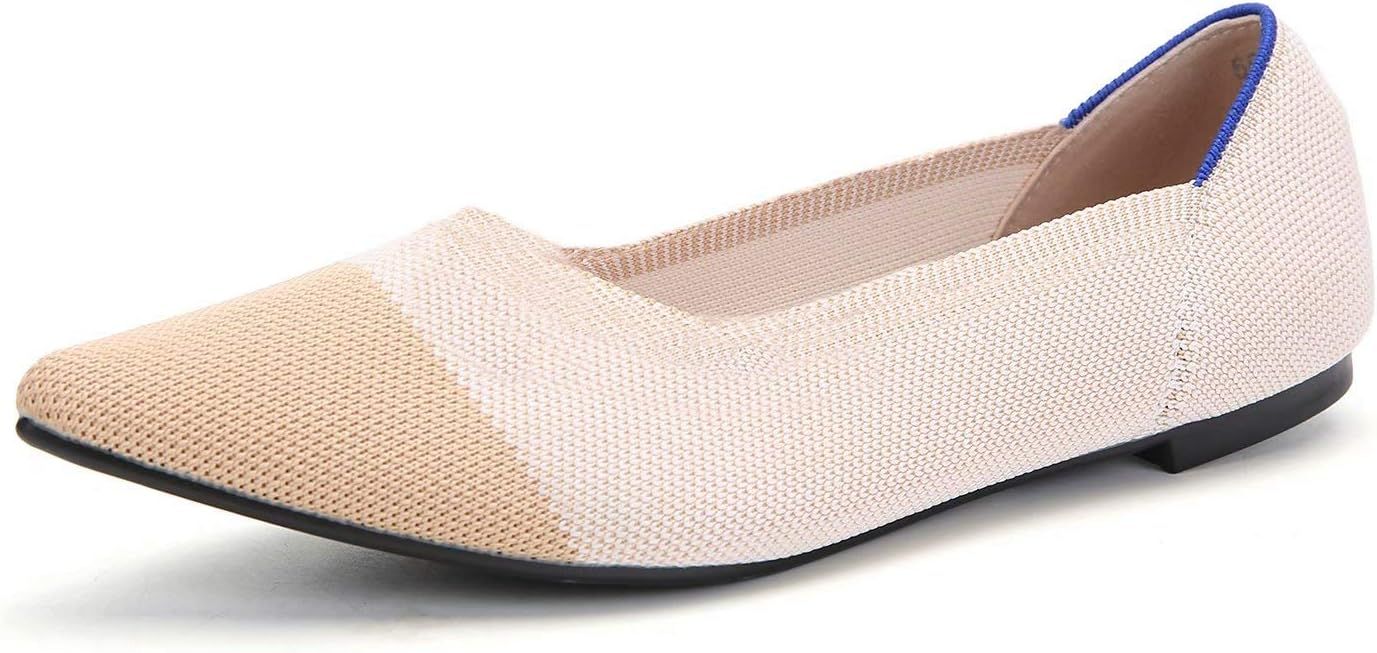 UNN Ballet Flats for Women Pointed Toe Slip-on Knit Loafers | Amazon (US)