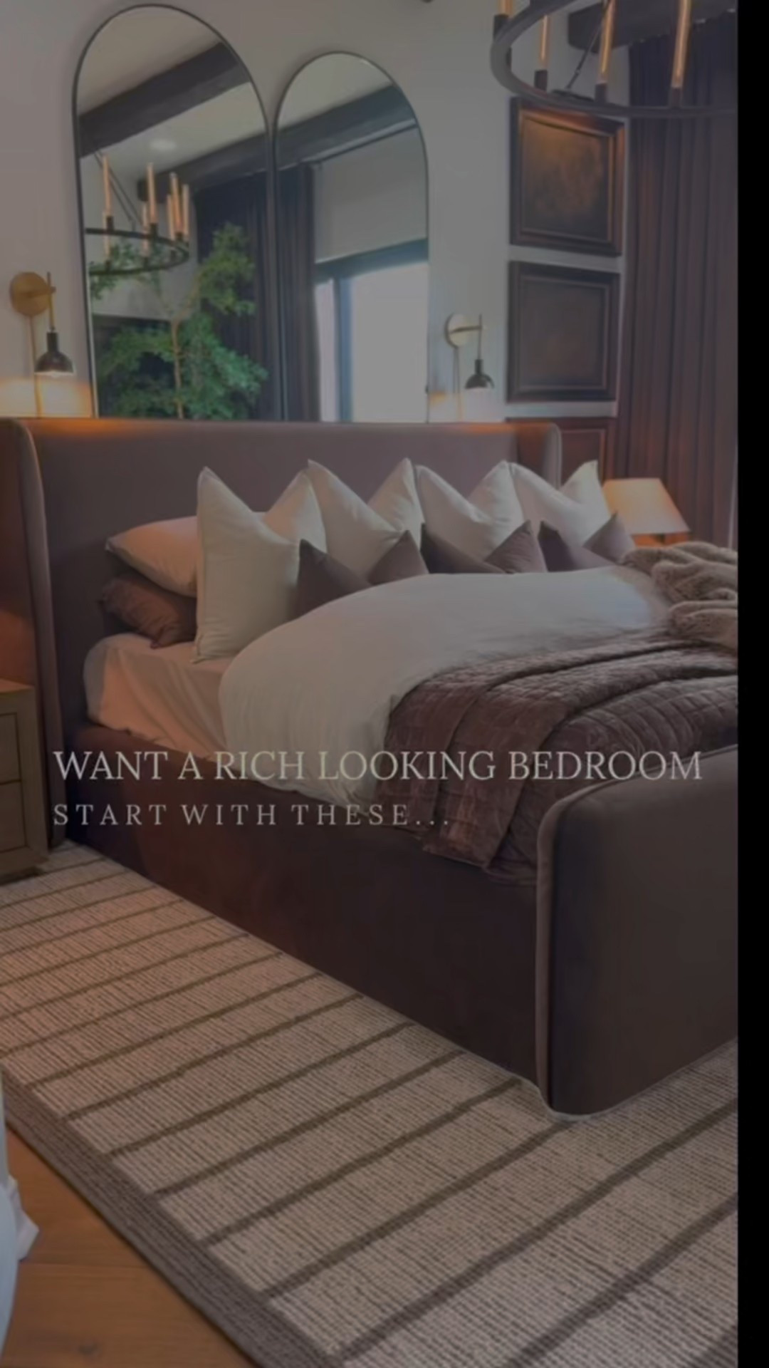 Want to recreate my iconic bedroom? Start with these finds first! ☝️

Solid Wood Nightstands 
Platform Bed Frame
Velvet Curtains
Picture Lights
Sconces
Bedding and Stunning Throw 
Rustic Pot
Faux Tree & Rug
Oversized Chandelier & Arched Mirrors

#interiordesign #bedroominspo #moodybedroomdesign #moodybedroom #aestheticbedroom #amazonfinds #interiordecor #bedroomdesign #moodybrowns #neutraldecor 


#LTKStyleTip #LTKFindsUnder100 #LTKHome