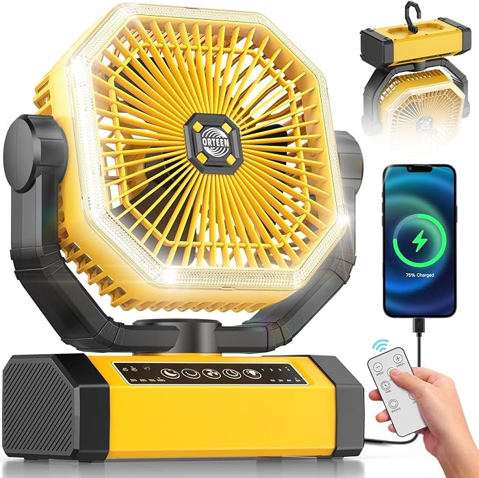 Battery Powered Fan - 9-Inch Rechargeable Fan Portable, 24000mAh(60Hrs) Camping Fans for Tent, Au... | Amazon (US)