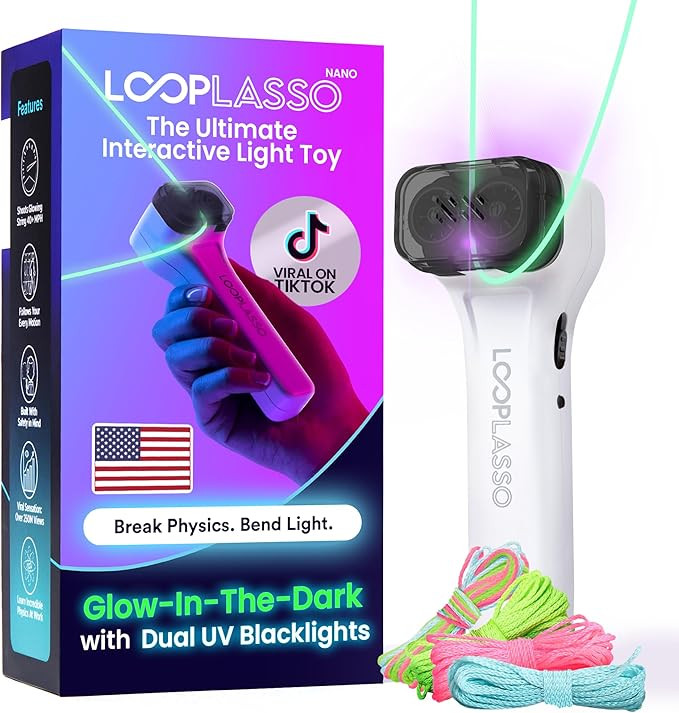 Loop Lasso® Nano - The Original Glow-in-The-Dark String Shooter Toy - Built-in UV Blacklight - S... | Amazon (US)