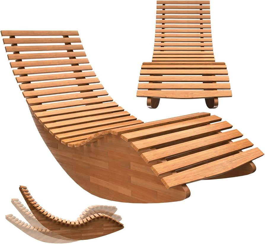 cucunu Chaise Lounge | Rocking Outdoor Lounger Chair Made from Acacia Wood | 330 lbs Capacity Woo... | Amazon (US)