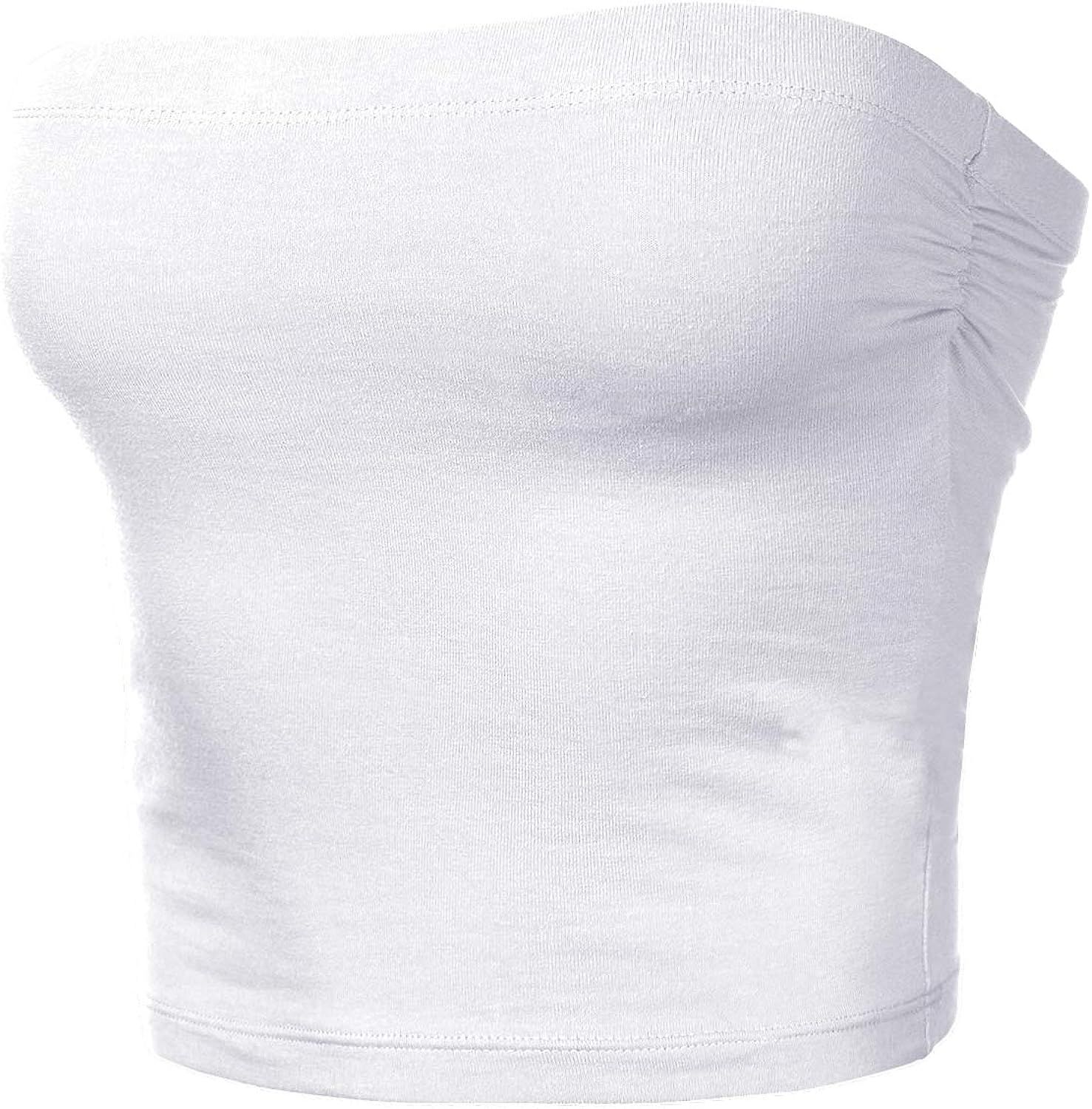 Women's Tube Crop Tops Strapless Cute Sexy Cotton Tops | Amazon (US)