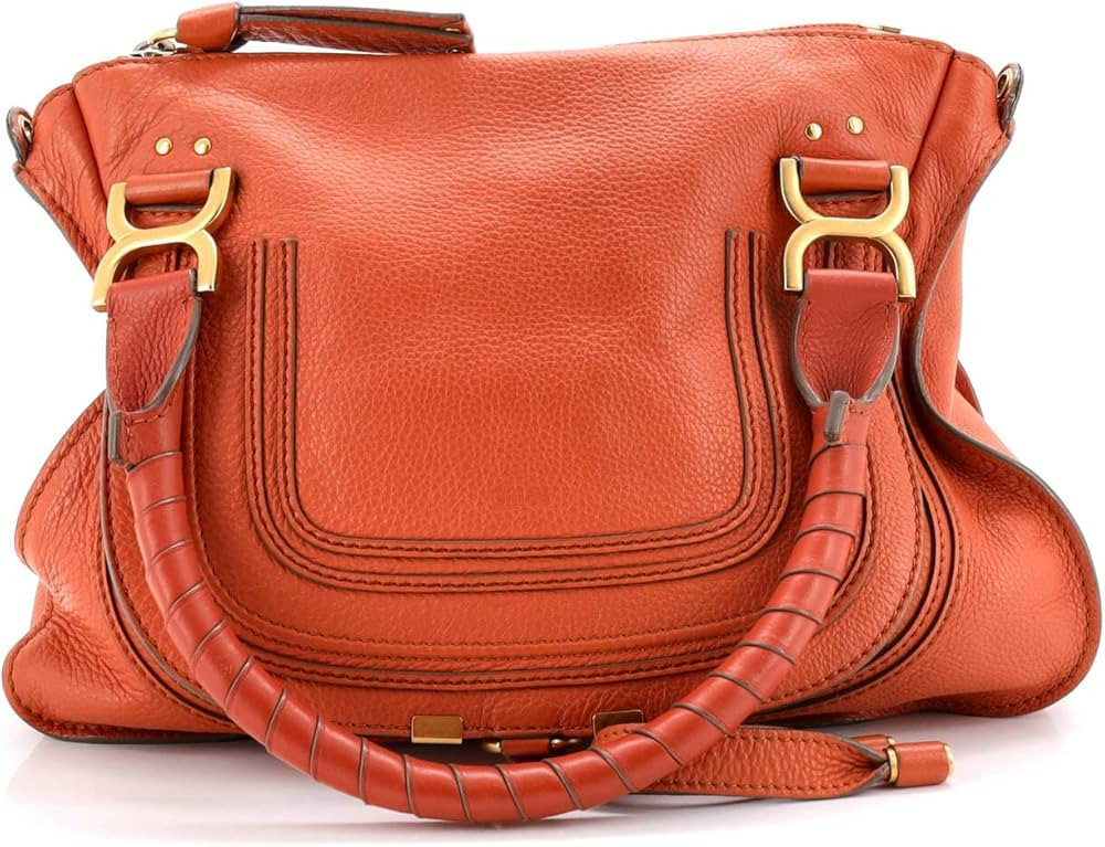 Chloe  
               Pre-Loved Marcie Satchel Leather Medium, Orange | Amazon (US)