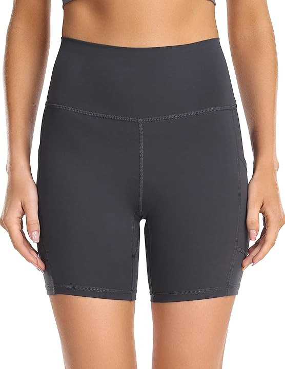 YUNOGA Women Biker Shorts 6" Inseam - High Waisted Tummy Control Workout Athletic Exercise Spandex... | Amazon (US)