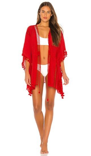Tassels For All Ruana Cover Up in Geranium | Revolve Clothing (Global)