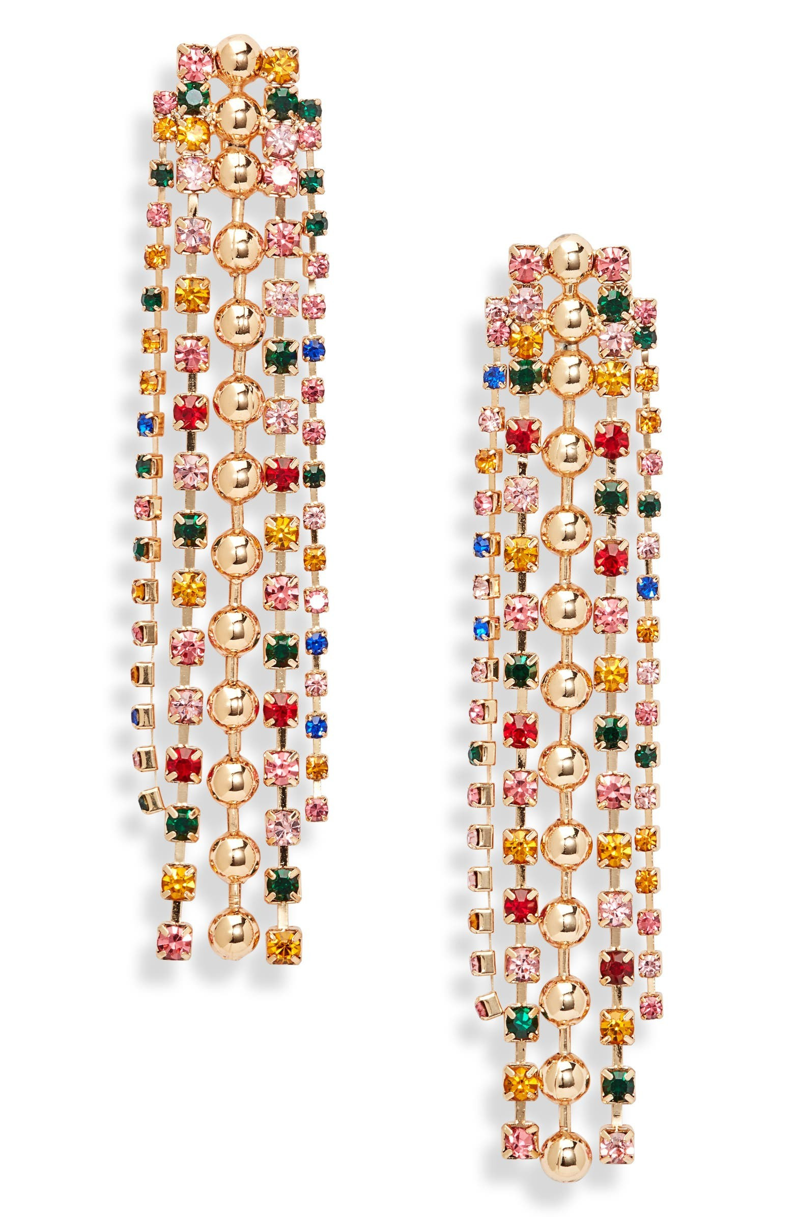 x Draya Michele Ball Chain & Crystal Duster Earrings | Nordstrom