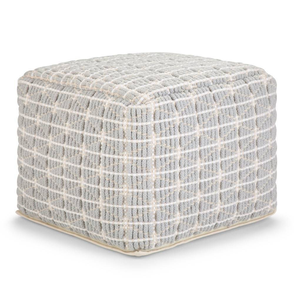 Tatum Transitional Square Pouf Light Blue/White - WyndenHall | Target