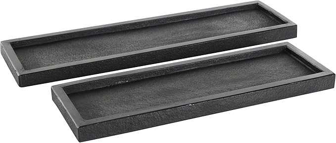 Deco 79 Marble Minimalistic Slim Textured Tray, Set of 2 22", 18" W, Black | Amazon (US)