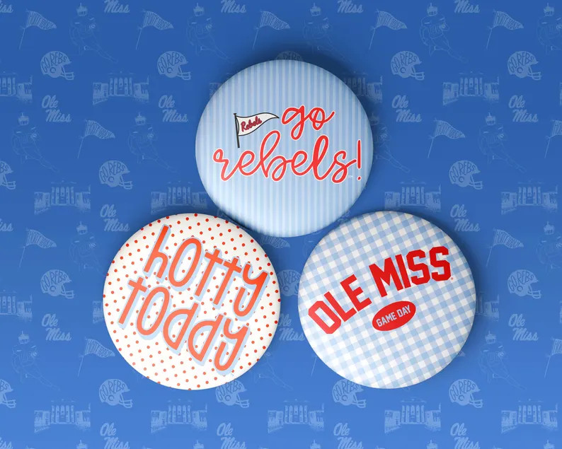 Ole Miss Game Day Buttons | Gameday Pins | College Football | Tailgate Pins | Rebels Gameday Pinb... | Etsy (Global)