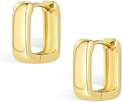 925 Sterling Silver Earrings Small Chunky Silver Earrings for Women Trendy 14K Gold Plated Hypoal... | Amazon (US)