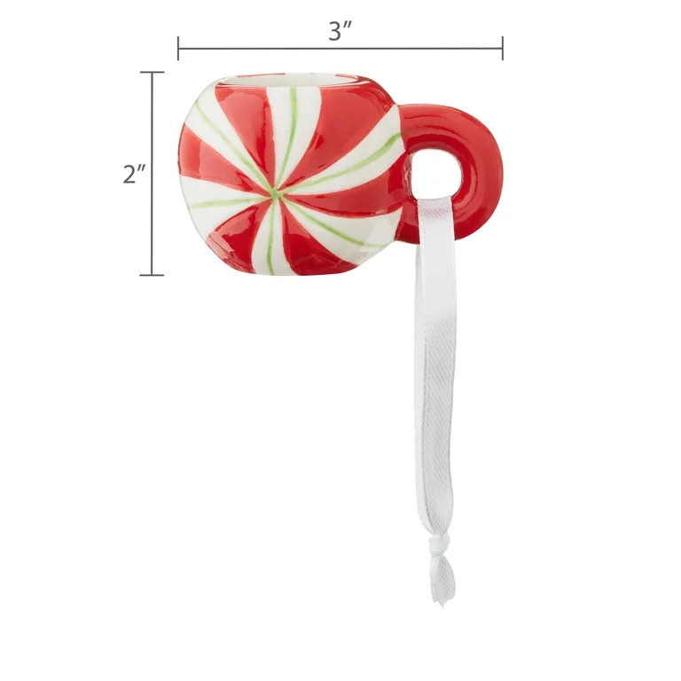 Mr. Christmas Mini Peppermint Mug Ornaments 1.5", Red | Walmart (US)