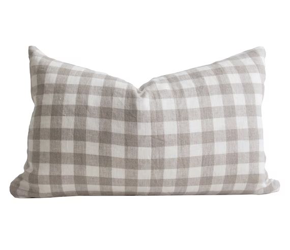 Grey White Gingham Cushion Cover Linen Check Cover Modern | Etsy UK | Etsy (UK)