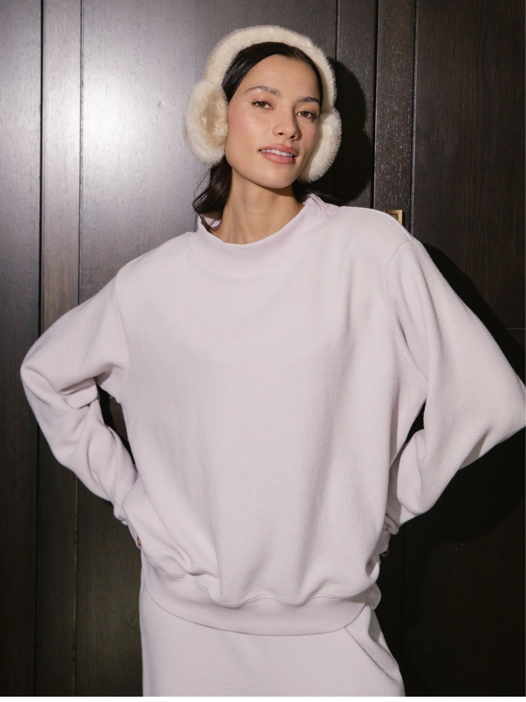 Waffle Mockneck Pullover - Lilac | Parke