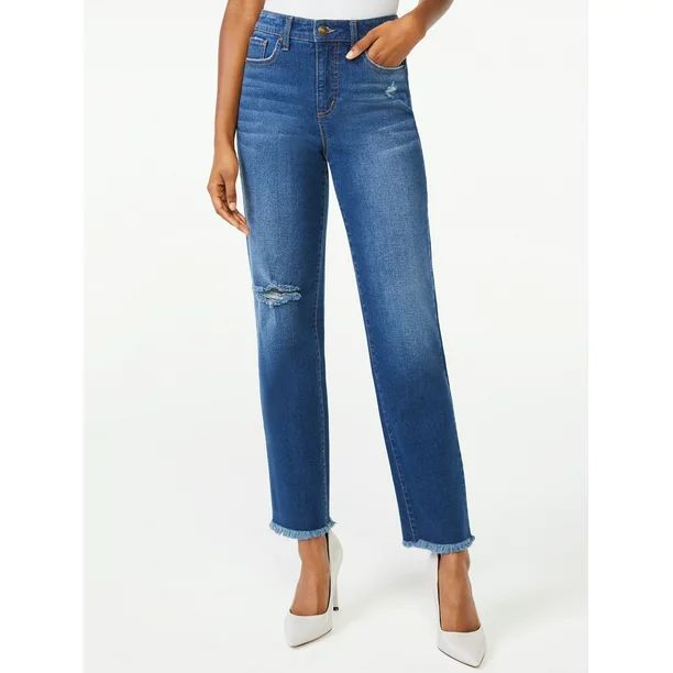 Scoop Women's High-Rise Ankle Straight Jeans - Walmart.com | Walmart (US)
