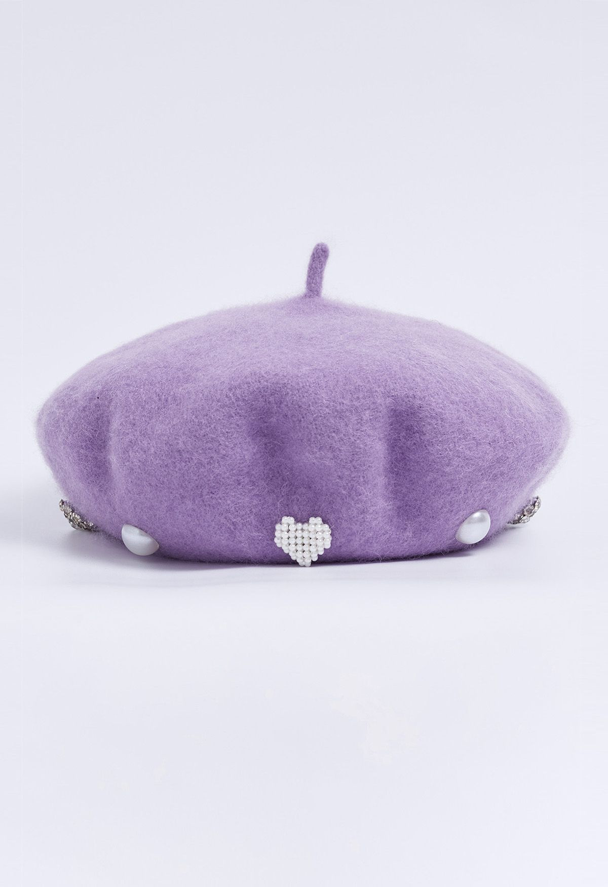 Rhinestone Decor Pearly Beret in Lilac | Chicwish