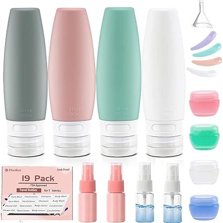 19 Pack Travel Size Bottles For Toiletries, 3 oz Tsa Approved Shampoo and Conditioner Bottles Toi... | Amazon (US)