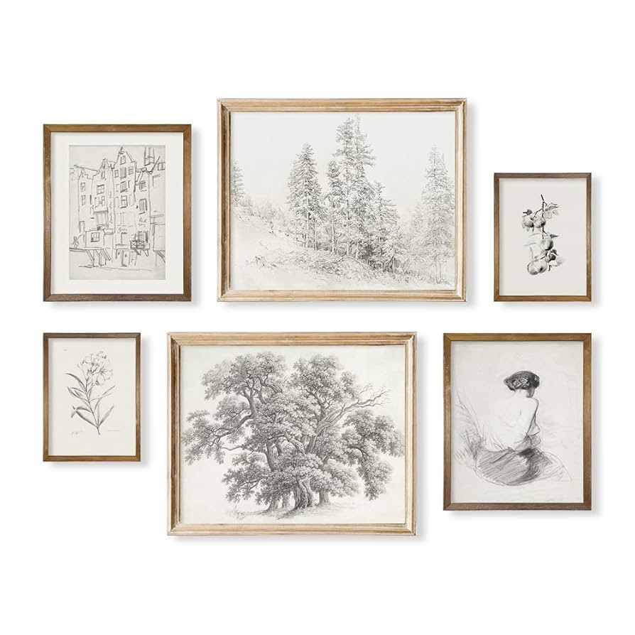 French Country Large 11x14 Gallery of 6 Kitchen Etching Print Poster - Rustic Modern Farmhouse Dr... | Amazon (US)