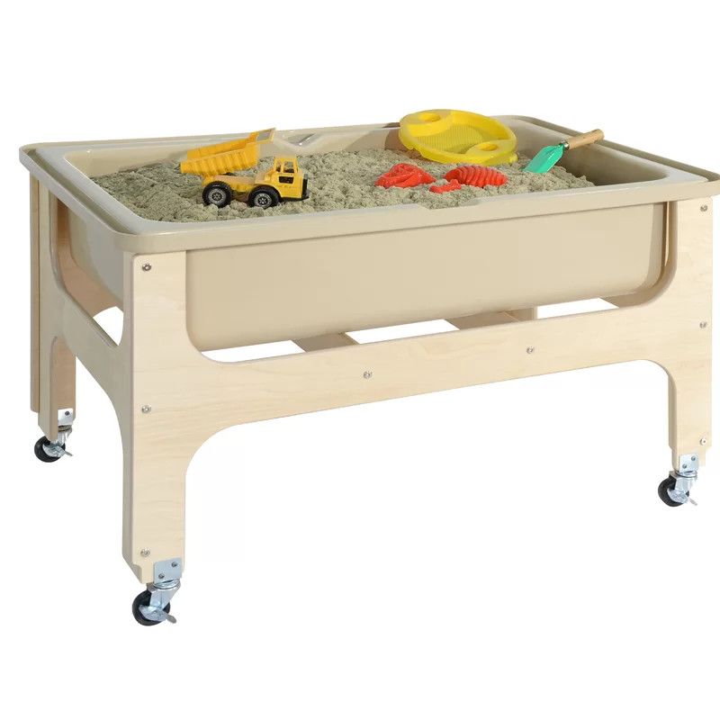 Deluxe 27" Wood Rectangular Natural Wood Sand and Water Table | Wayfair North America