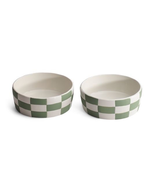 Set Of 2 8x3 Checkered Pet Bowls | Home | Marshalls | Marshalls