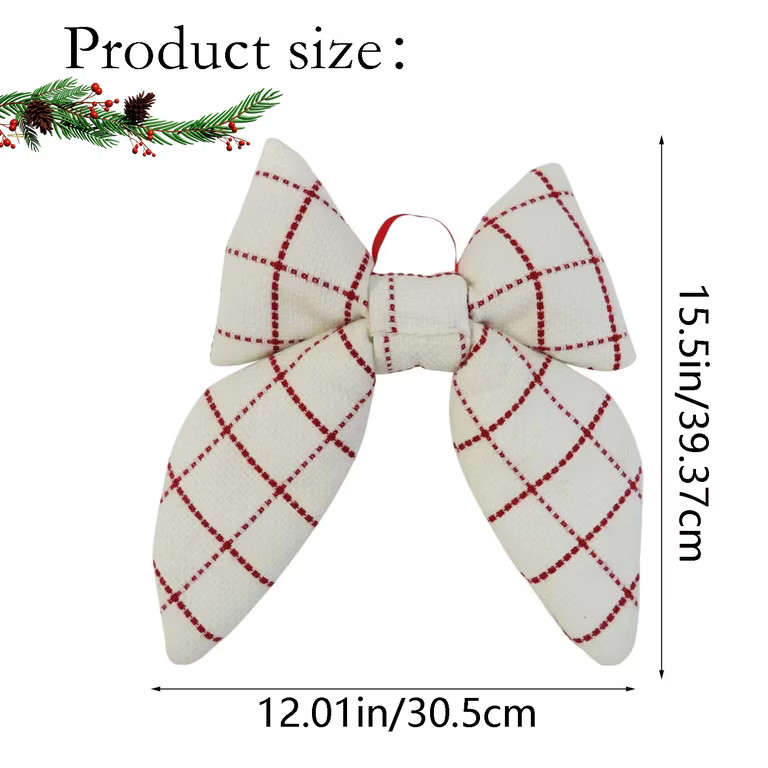 Christmas Bow - Red and White Plaid Decorative Christmas Bow, 15.5" | Walmart (US)