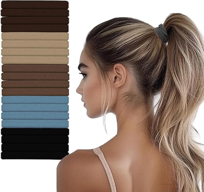 Hair Ties No Damage - Strong Stretchy No Breakage SnagFree Hair Bands | Soft Nylon Thick Ponytail... | Amazon (US)