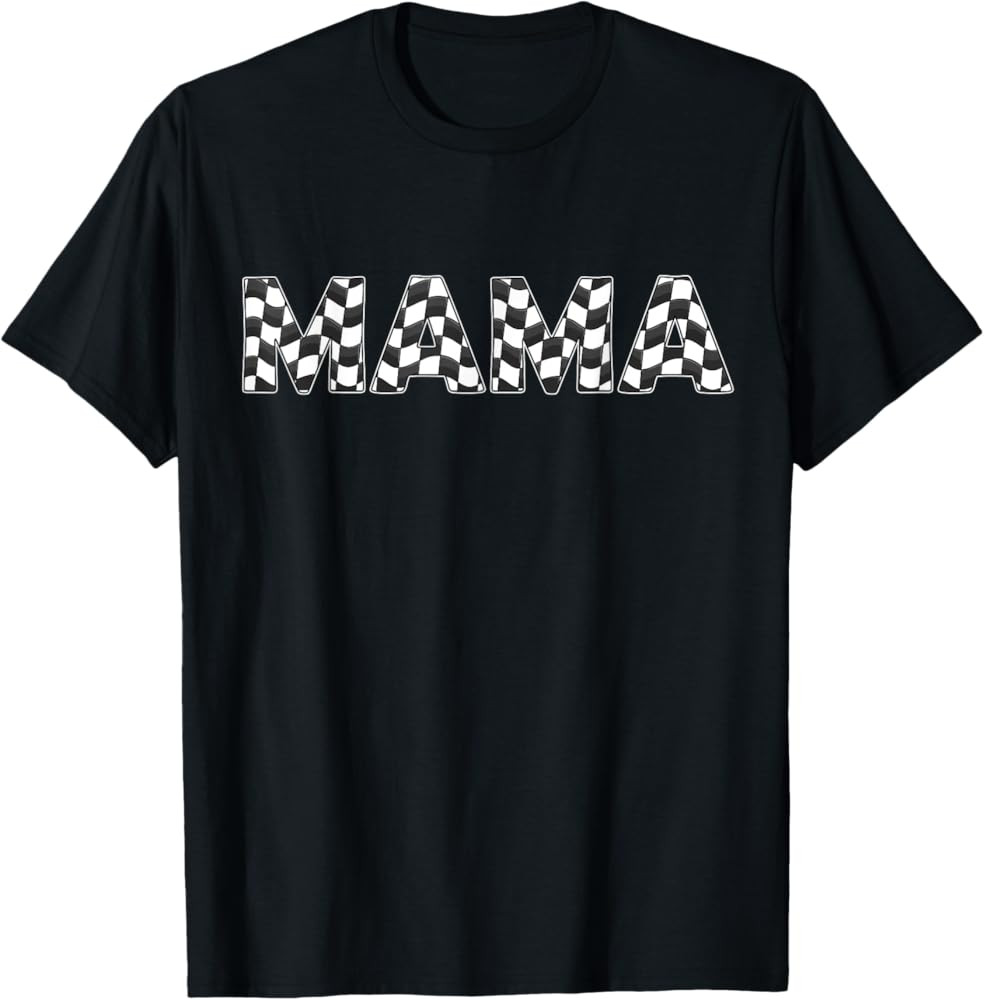 Checkered race car Mama White Black Checkerboard Women Flag T-Shirt | Amazon (US)
