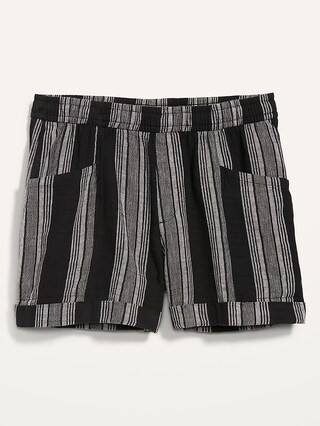 High-Waisted Railroad-Stripe Linen-Blend Shorts for Women -- 3.5-inch inseam | Old Navy (US)