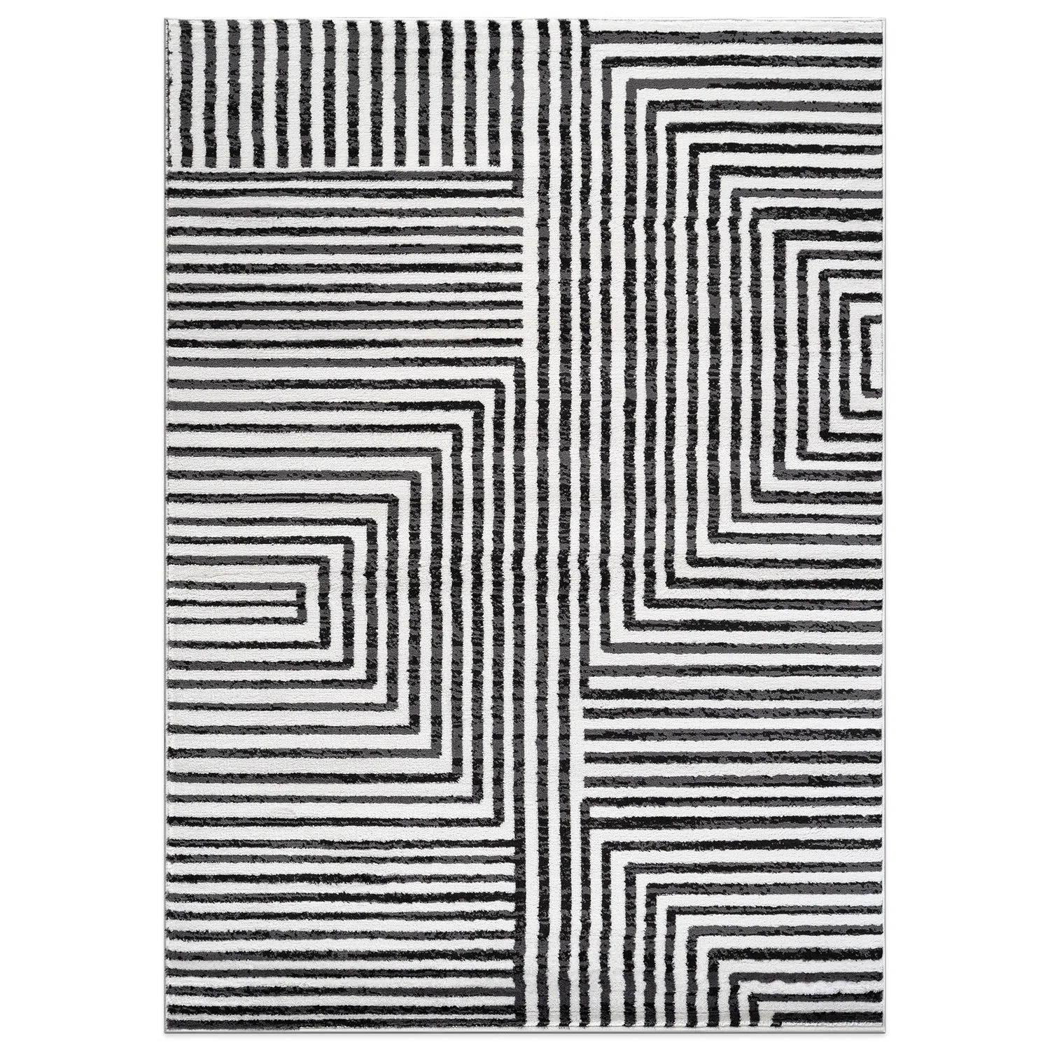 Cream Black Modern Maze Area Rug | Wayfair North America