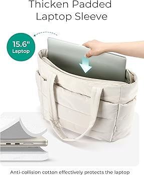 BAGSMART Tote Bag for Women, Lightweight Puffy Tote Bag with Compartments Shoulder Bag Handbag fo... | Amazon (US)