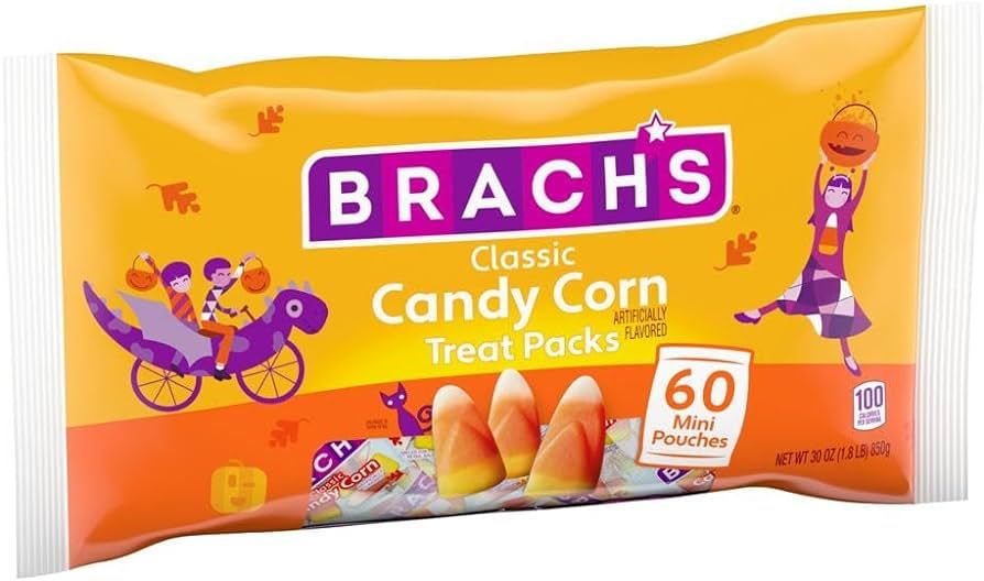 Brach’s Classic Candy Corn, 60 Mini Pouches | Bulk Halloween Candy, Individually Wrapped Trick ... | Amazon (US)