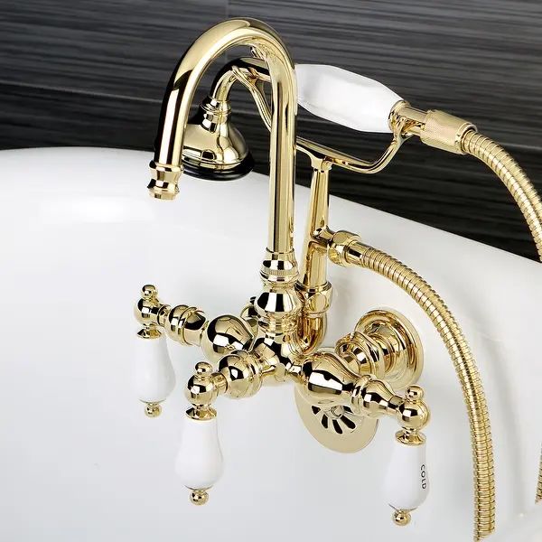Aqua Vintage Wall Mount Clawfoot Tub Faucet - Polished Brass | Bed Bath & Beyond